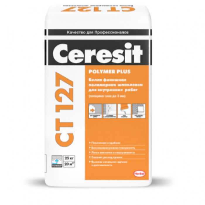 Белая финишная полимерная шпаклевка Ceresit CT 127 POLYMER PLUS 25 кг